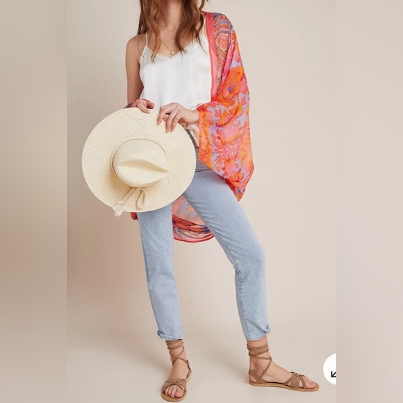 NWT Anthropologie Elizabeth Gillett Lorelei Floral Kimono Wrap One Size OS - Picture 3 of 16